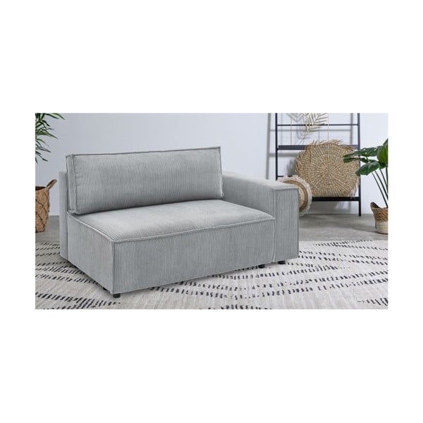 Svetlo siv modul za sedežno garnituro iz rebrastega žameta (desni kot) Nihad modular – Bobochic Paris-image-1