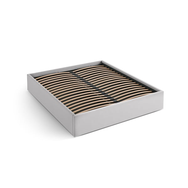 Svetlo siva oblazinjena zakonska postelja s prostorom za shranjevanje/brez vzglavja z letvenim dnom 180x200 cm Susan – Micadoni 