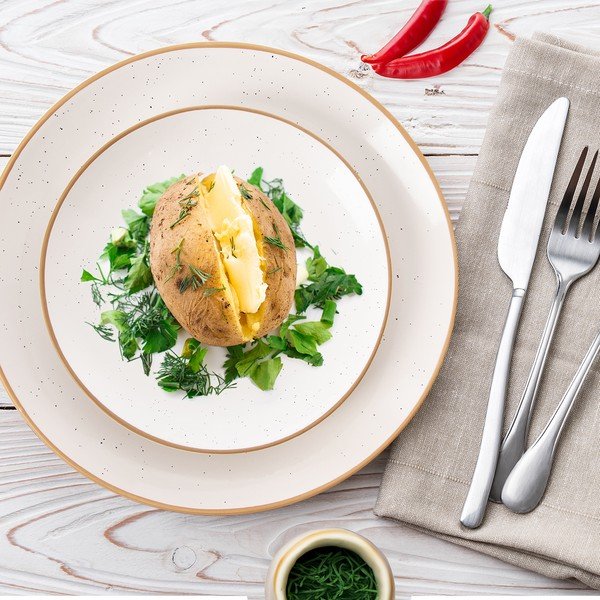 Kremno beli keramični krožniki v kompletu 4 ks ø 27 cm Statek – Orion-image-1