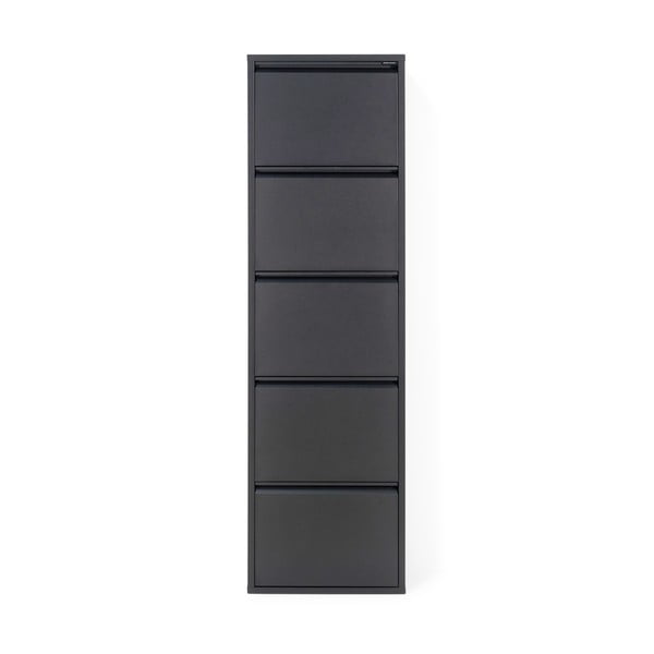 Črna kovinska preklopna omarica za čevlje 50x169x15 cm Billy – Spinder Design-image-3