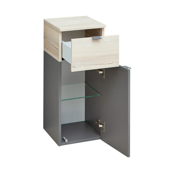 Siva/naravna nizka stenska kopalniška omarica v borovem dekorju 72x30 cm Quickset 394 – Pelipal-image-2