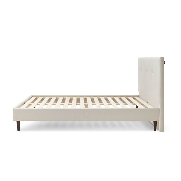 Bež oblazinjena zakonska postelja z letvenim dnom 160x200 cm Tory - Bobochic Paris-image-2