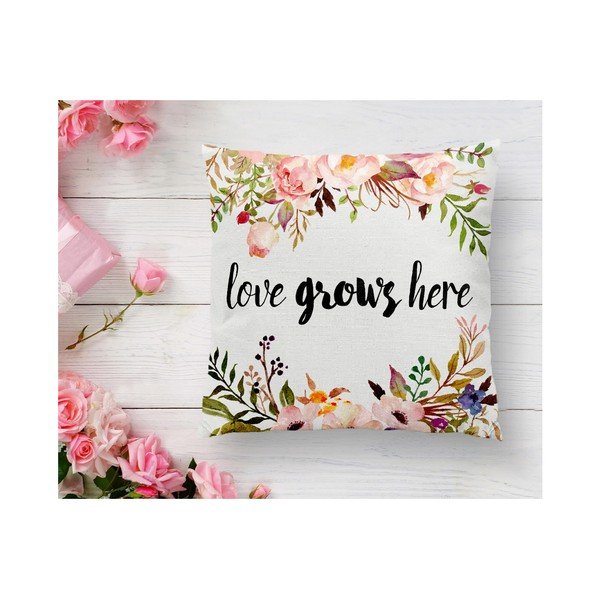 Prevleka za vzglavnik iz mešanice bombaža Minimalist Cushion Covers Love Grows Here, 45 x 45 cm-image-3