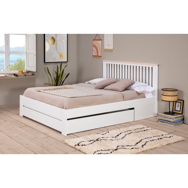 Bela zakonska postelja z letvenim dnom 140x190 cm Enara - Marckeric-image-4