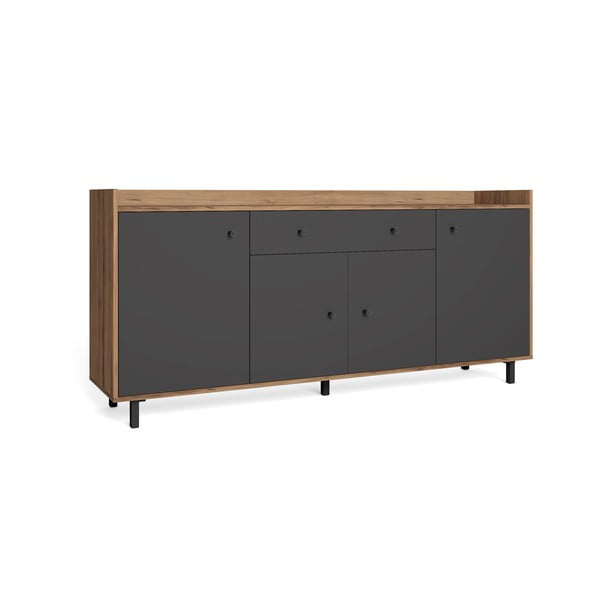 Siva nizka komoda iz orehovega dekorja 180x84 cm Malta - Marckeric-image-2