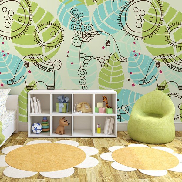 Tapeta velikega formata Artgeist Childish Elephants, 400 x 309 cm-image-1