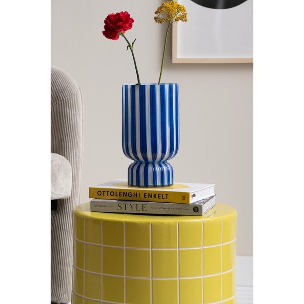 Modra steklena vaza (višina 26 cm) Rayado Retro – PT LIVING-image-1