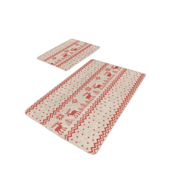 Rdeče/bež kopalniške preproge v kompletu 2 ks 60x100 cm – Mila Home