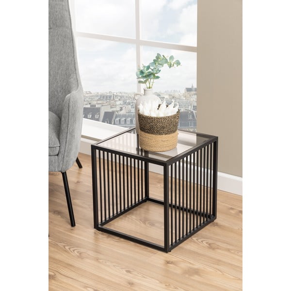 Stranska mizica s stekleno mizno ploščo 40x40 cm Strington – Actona-image-1