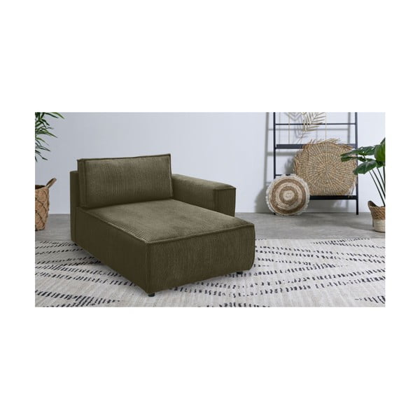 Svetlo zelen modul za sedežno garnituro iz rebrastega žameta (desni kot) Nihad modular – Bobochic Paris-image-1