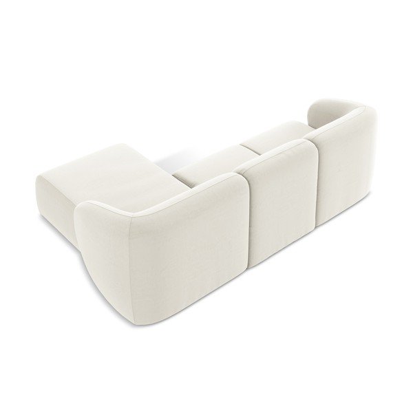 Bež žametna kotna sedežna garnitura (desni kot/z ležalnikom) Lani – Makamii-image-3