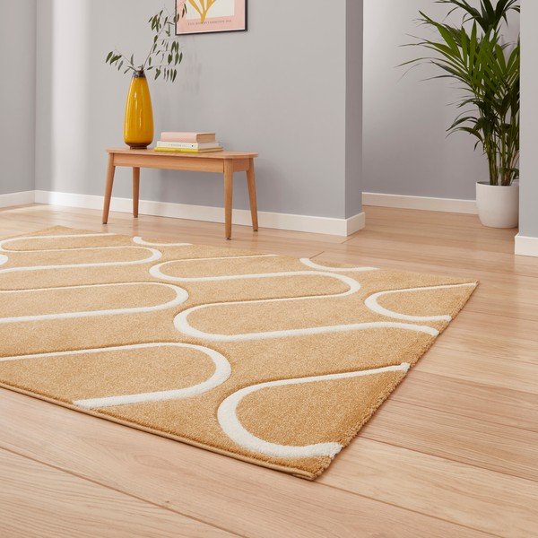 Oker rumena preproga 120x170 cm Linear Curve – Catherine Lansfield-image-1