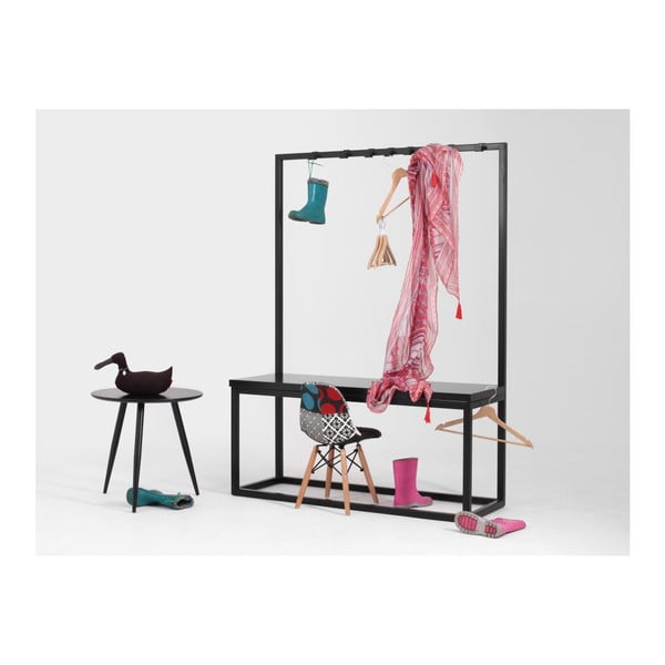 Črn obešalnik za plašče s klopjo CustomForm Next širina 120 cm-image-4