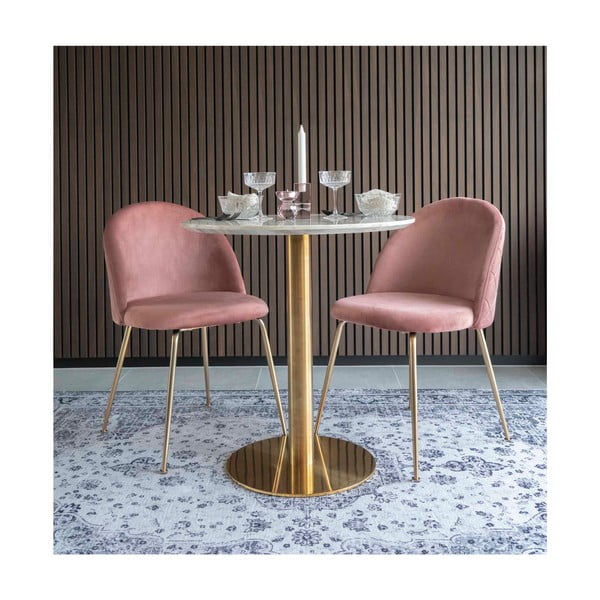 Okrogla jedilna miza z mizno ploščo v marmornem dekorju ø 70 cm Bolzano – House Nordic-image-3