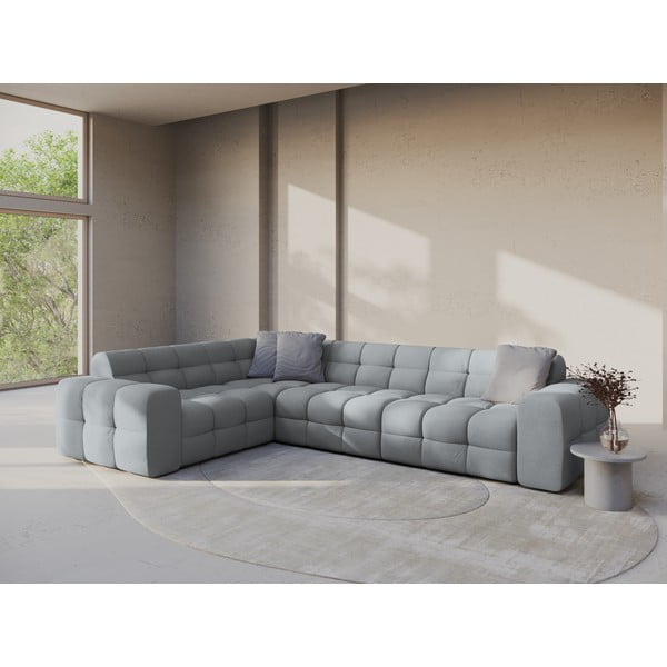 Siva kotna sedežna garnitura v obliki črke L (levi kot) Kendal – Micadoni -image-1