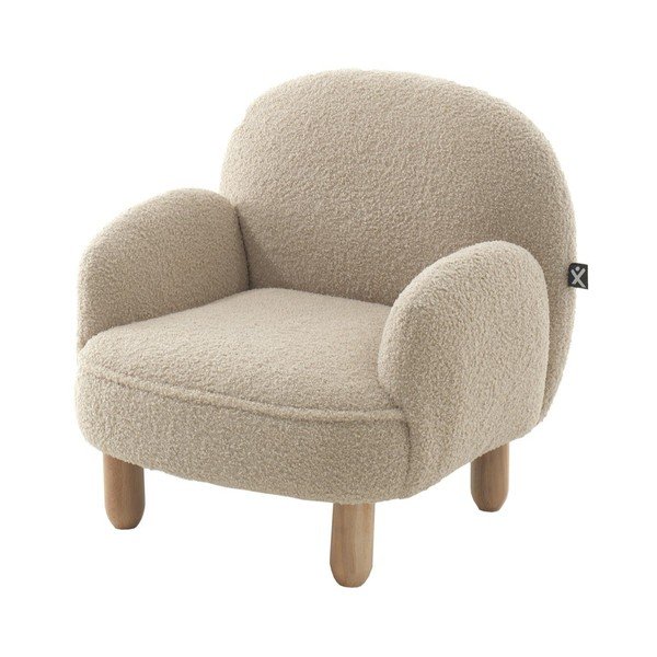 Bež otroški fotelj iz tkanine bouclé Rocky – Vipack