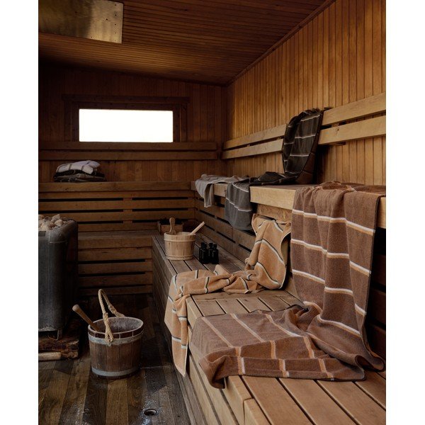 Črna/svetlo siva bombažna brisača 50x100 cm Sauna – Zone-image-1