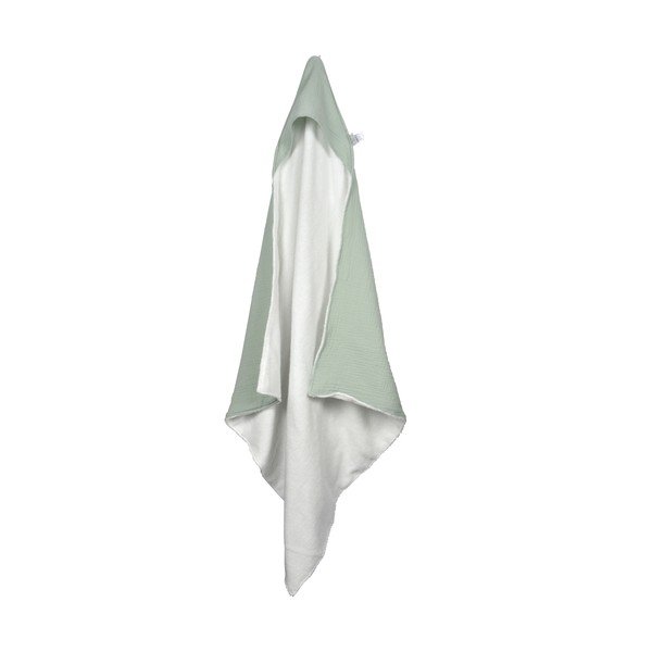 Zelena otroška brisača s kapuco iz muslina 75x75 cm – Bébé Douceur-image-2