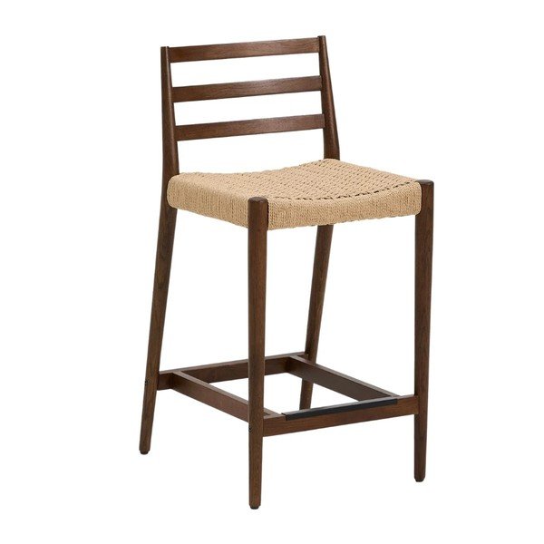 Barski stol iz masivnega hrasta v rjavi in naravni barvi (višina sedeža 65 cm) Analy – Kave Home