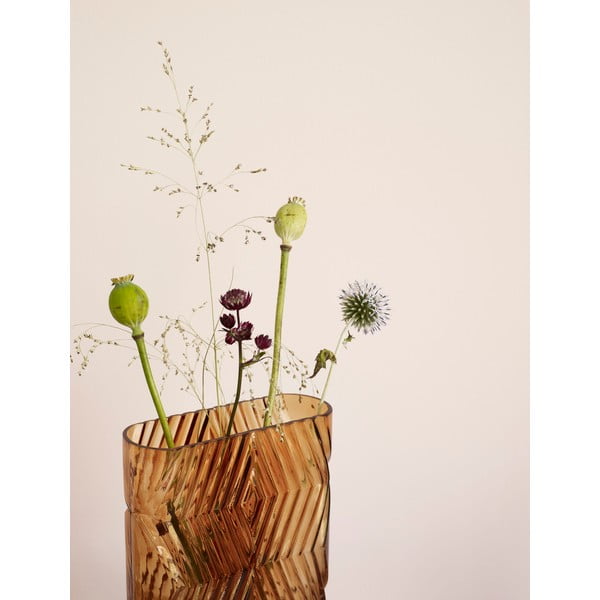 Oranžna steklena vaza Hübsch Deco, višina 18 cm-image-1