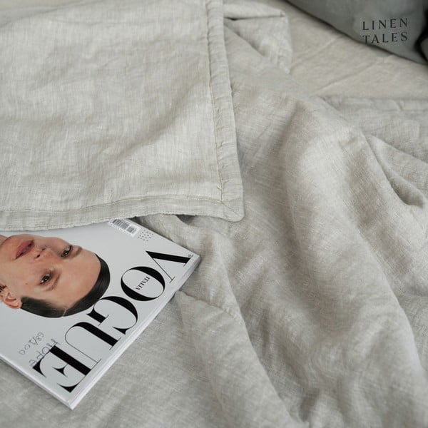 Laneno prešito pregrinjalo v naravni barvi 220x230 cm Melange - Linen Tales-image-4