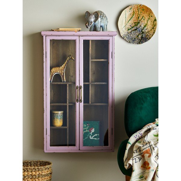 Prašno rožnata vitrina iz masivne jelke 50x80x14 cm Hazem – Bloomingville-image-1
