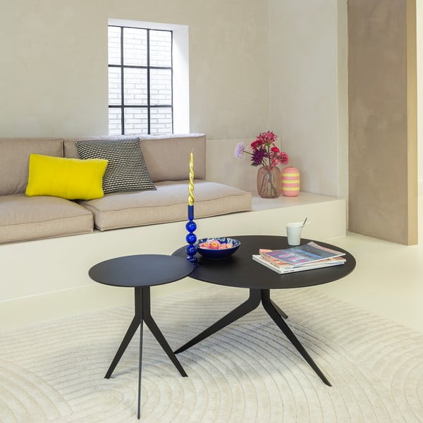 Črna kovinska okrogla klubska mizica ø 78 cm Daley – Spinder Design-image-1