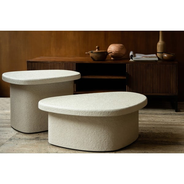 Bež mizica v marmornem dekorju 49x74 cm Veda – Dutchbone