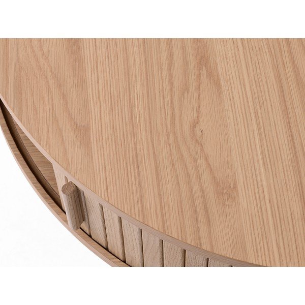 Okrogla klubska mizica v hrastovem dekorju v svetli naravni barvi ø 85 cm Meta – Unique Furniture-image-4