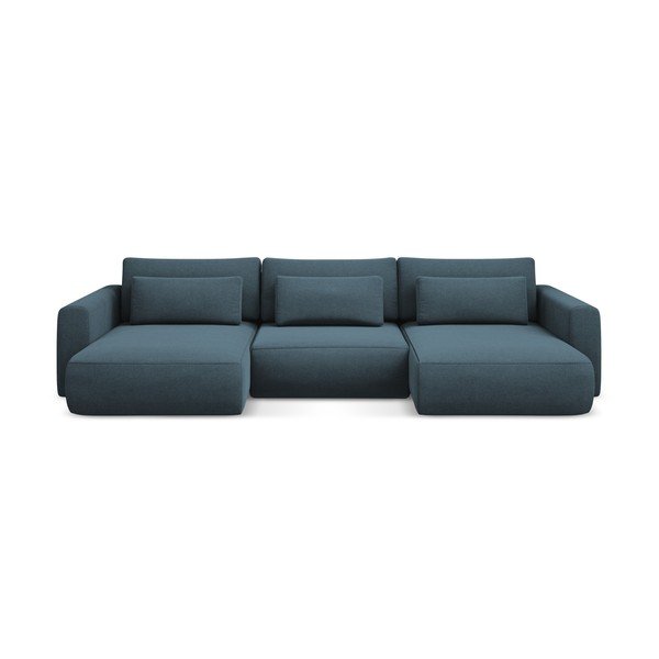 Modra raztegljiva/s prostorom za shranjevanje kotna sedežna garnitura (v obliki črke "U") Kapua – Makamii