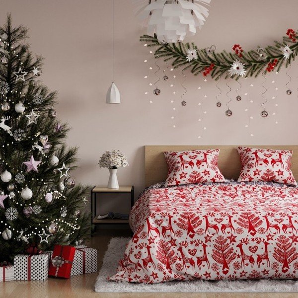 Flanelna posteljnina z božičnim motivom AmeliaHome Rudolph, 200 x 220 cm-image-1