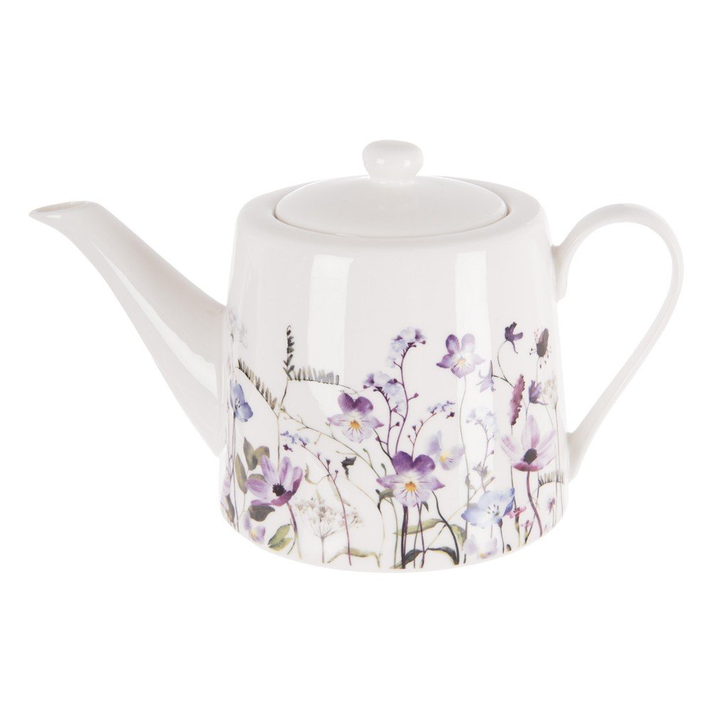 Bel/vijoličen porcelanast čajnik 1 l Louka