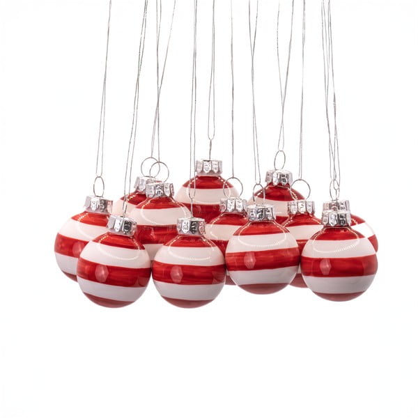 Stekleni ročno izdelani božični okraski v kompletu 12 ks ø 3 cm Bauble Stripe – Sass & Belle