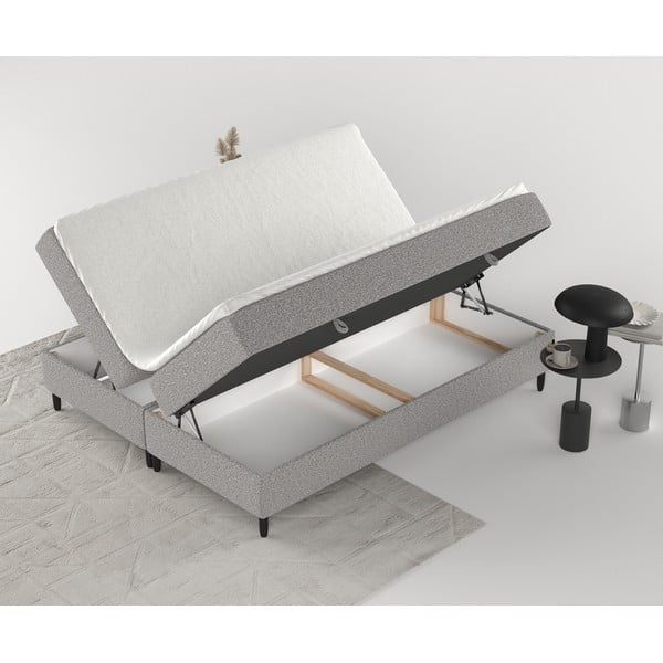 Siva boxspring postelja s prostorom za shranjevanje 200x200 cm Malte – Maison de Rêve-image-2