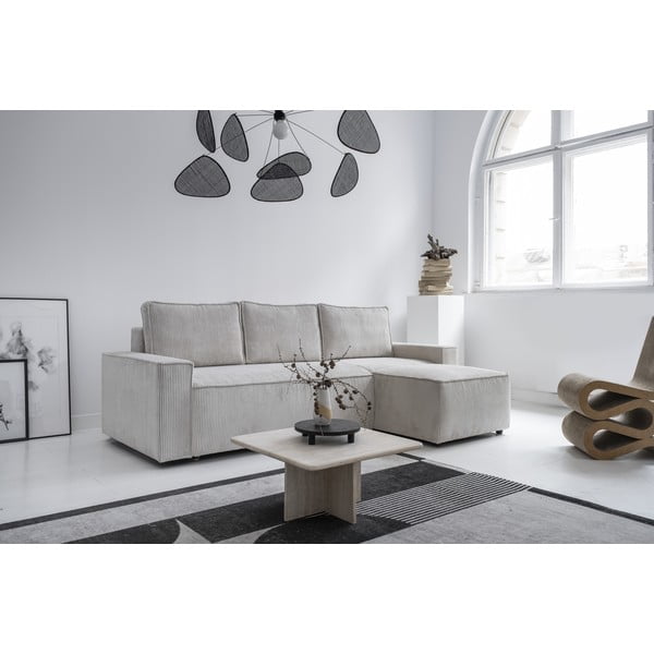 Bela raztegljiva kotna sedežna garnitura iz rebrastega žameta (s kotom po izbiri) Brave Dave – Miuform-image-3