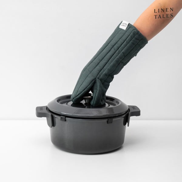 Lanena kuhinjska rokavica Forest Green – Linen Tales-image-1