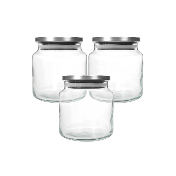 Steklene posode za shranjevanje v kompletu 3 ks živil – Hermia