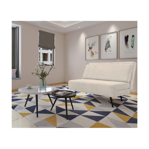 Kremno bela raztegljiva sedežna garnitura iz rebrastega žameta 140 cm Mallory – Støraa-image-3