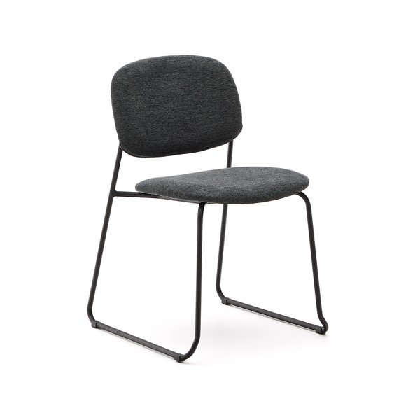 Temno siv kovinski jedilni stol z možnostjo nalaganja Meli – Kave Home