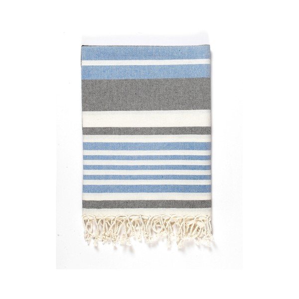 Modro-siva bombažna kopalna brisača Kate Louise Cotton Collection Line Blue Grey, 100 x 180 cm-image-3