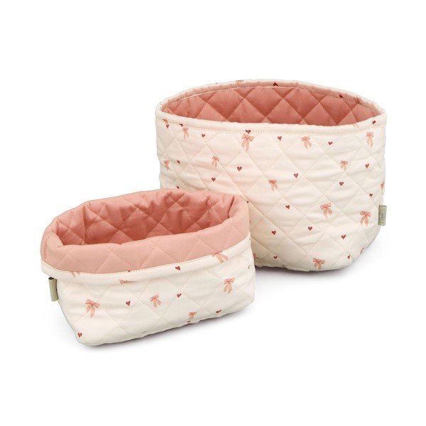 Rožnate/kremno bele tekstilne otroške škatle za shranjevanje v kompletu 2 ks ø 24x17 cm Bows – Cam Cam Copenhagen