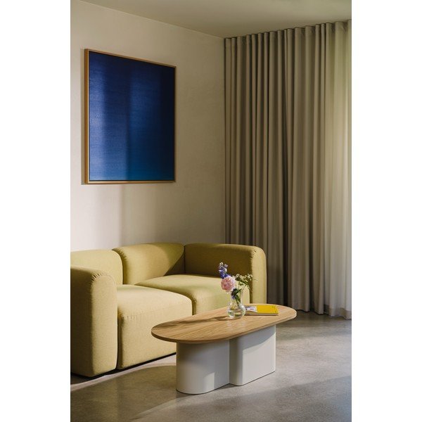 Črna klubska mizica z mizno ploščo v hrastovem dekorju 50x115 cm Looi – noo.ma-image-2
