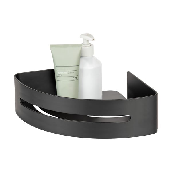 Mat črna kotna kovinska kopalniška polica z namestitvijo brez vrtanja Bivio – Wenko-image-2