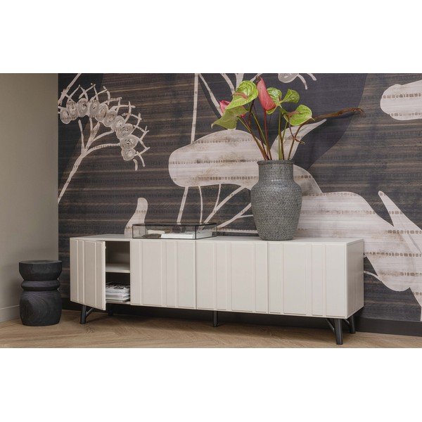 Kremno bela TV omarica iz masivnega bora 181x56 cm Miller – WOOOD-image-4