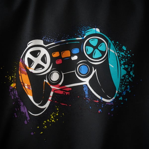 Črna napenjalna otroška rjuha za zakonsko posteljo 135x190 cm Game Over – Catherine Lansfield-image-2