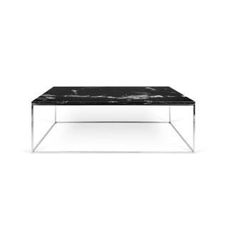Črna marmorna mizica s kromiranimi nogami TemaHome Gleam, 75 x 120 cm