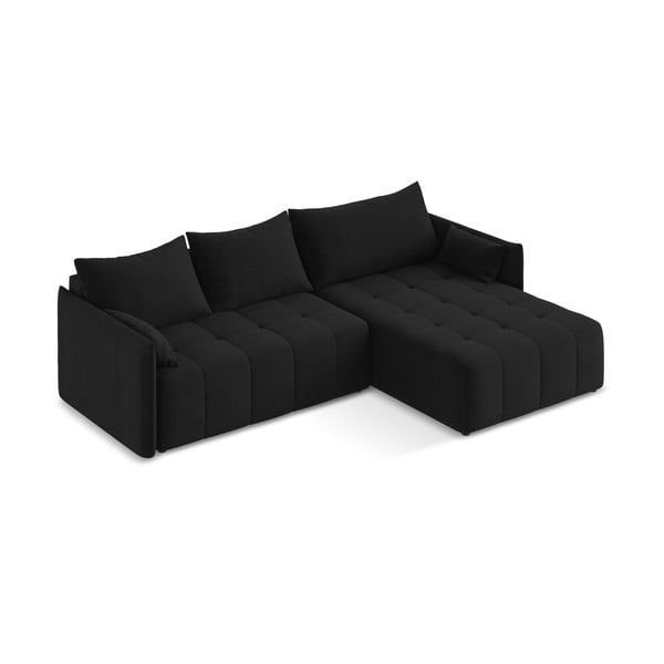 Črna raztegljiva/s prostorom za shranjevanje kotna sedežna garnitura (desni kot/z ležalnikom) Moku – Makamii-image-2