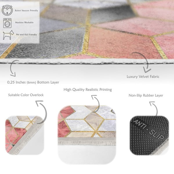 Rožnata/siva pralna preproga 160x230 cm – Mila Home-image-4