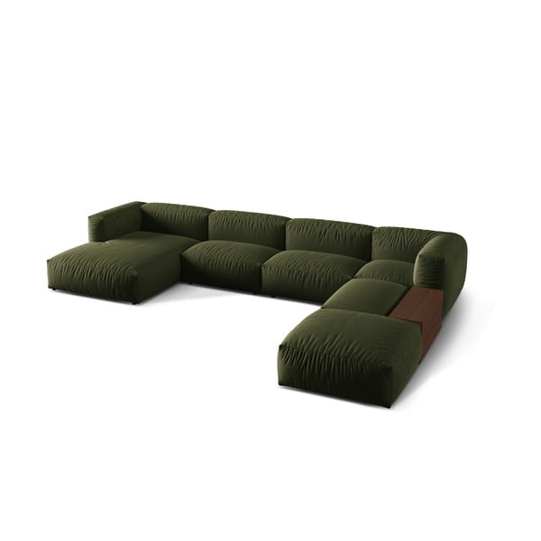 Zelena kotna sedežna garnitura (desni kot/v obliki črke "U") Martina – Micadoni Home-image-1