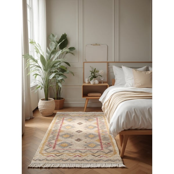 Kremno bel ročno tkan tekač iz jute 80x200 cm Roya Imani – Elle Decoration-image-1